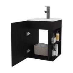 Bathroom Vanity 23.7" H , 1 Door, 3 shelves, Black Wengue - Bathroom