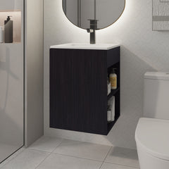 Bathroom Vanity 23.7" H , 1 Door, 3 shelves, Black Wengue - Bathroom