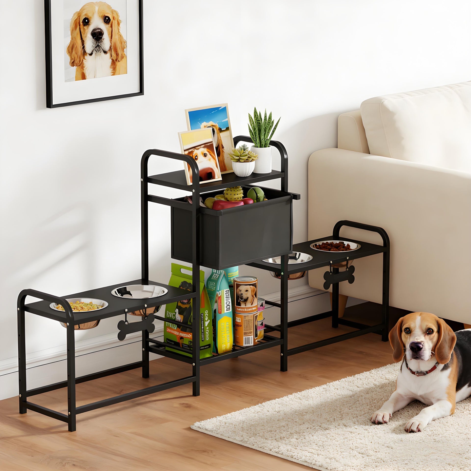 Pet Feeding Station,Height Adjustable Dog Bowl Stand