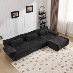 Modular Combination, Bamboo Joint Shape, Armchair, Extra-Large Compression & 3+1 Seater Chenille Deep-Seat (with 3 Pillows) All Fit Living Room/Bedroom