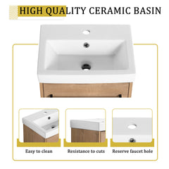 18'' Floating Wall-Mounted Bathroom Vanity with Ceramic Sink & Soft-Close Cabinet Door, For Small Bathroom