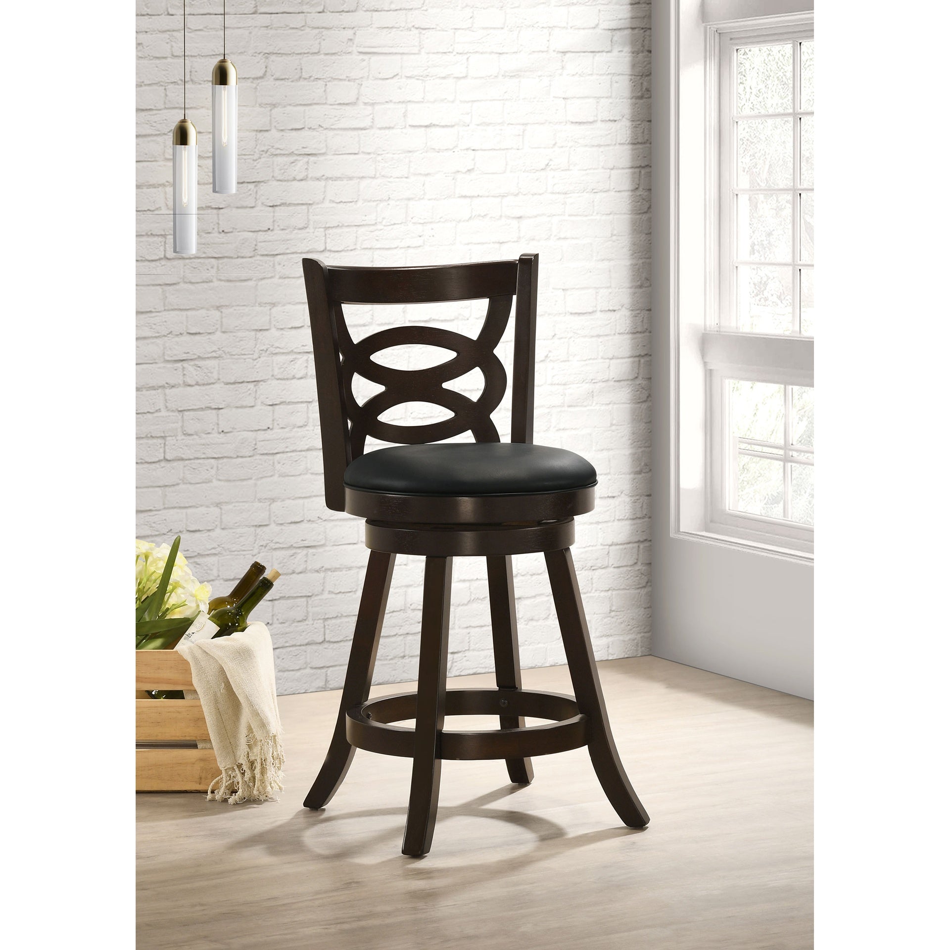 Cappuccino and Black Swivel Counter Height Stool (Set of 2)
