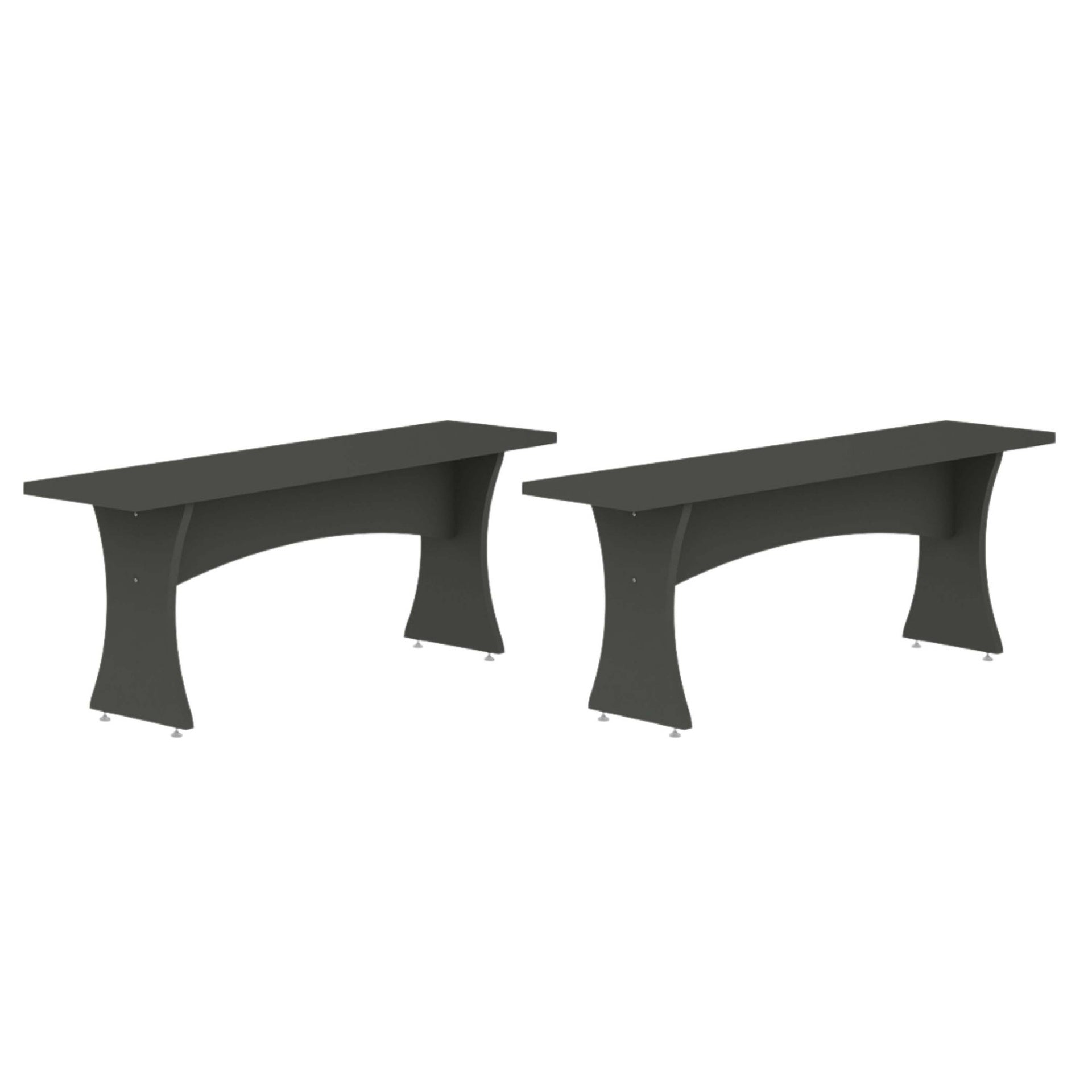 Dining Bench - Set of 2 in Charcoal Gray