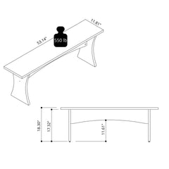Dining Bench - Set of 2 in Charcoal Gray