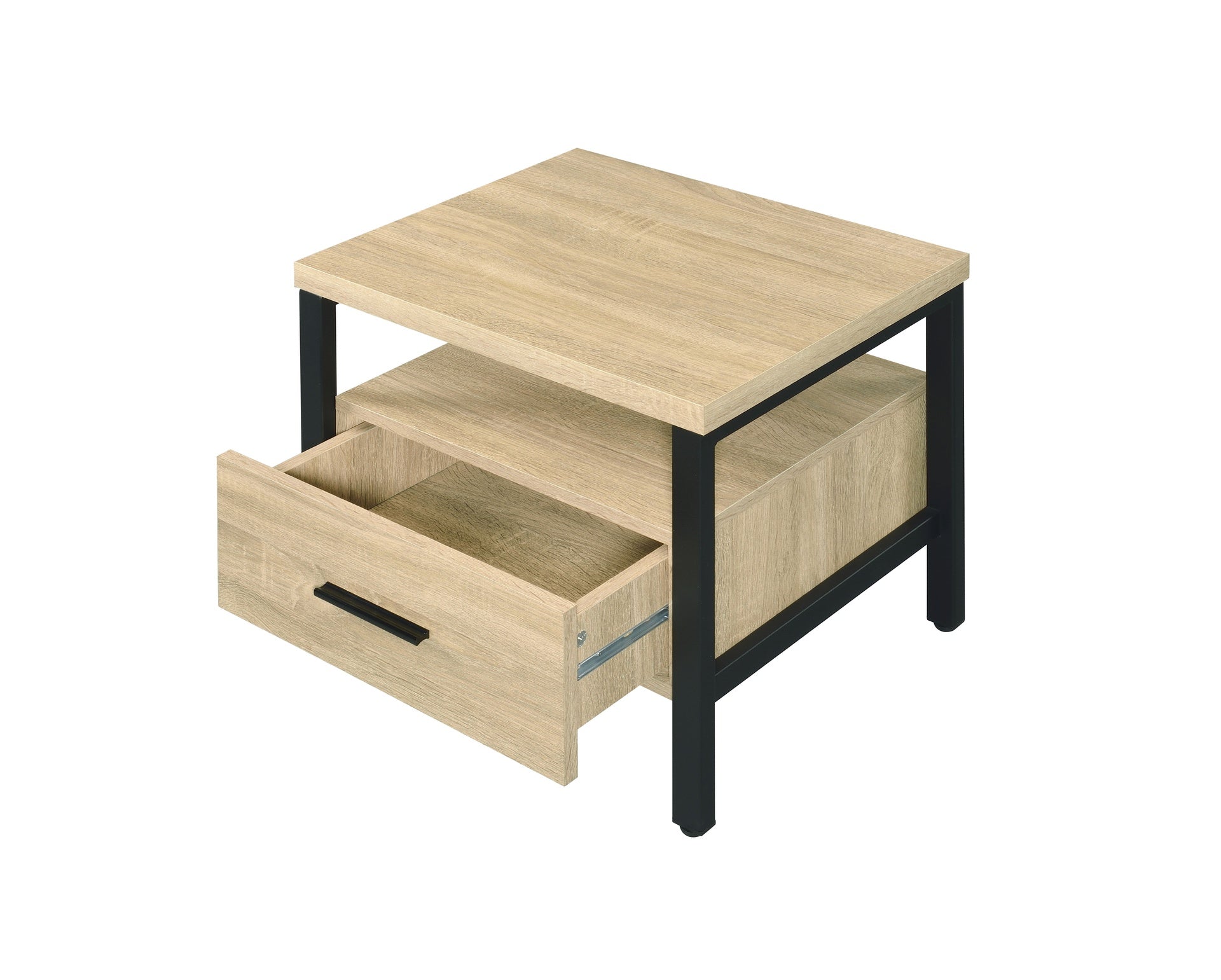 Yawan Oak & Black Finish Accent Table