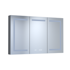 48 in. W x 30 in. H Rectangular Silver Aluminum Recessed/Surface Mount Medicine Cabinet with Mirror LED and Clock