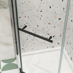 Pivot shower door, with 1/4" tempered glass, 34.75 in. x 72 in. Frameless Neo-Angle Pivot Shower Enclosure in Matte Black