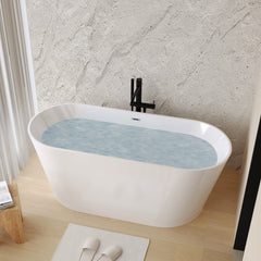 67" Acrylic Freestanding Bathtub, stand alone bathroom tub, Glossy White, Toe-tap Chrome Drain, cUPC Certified