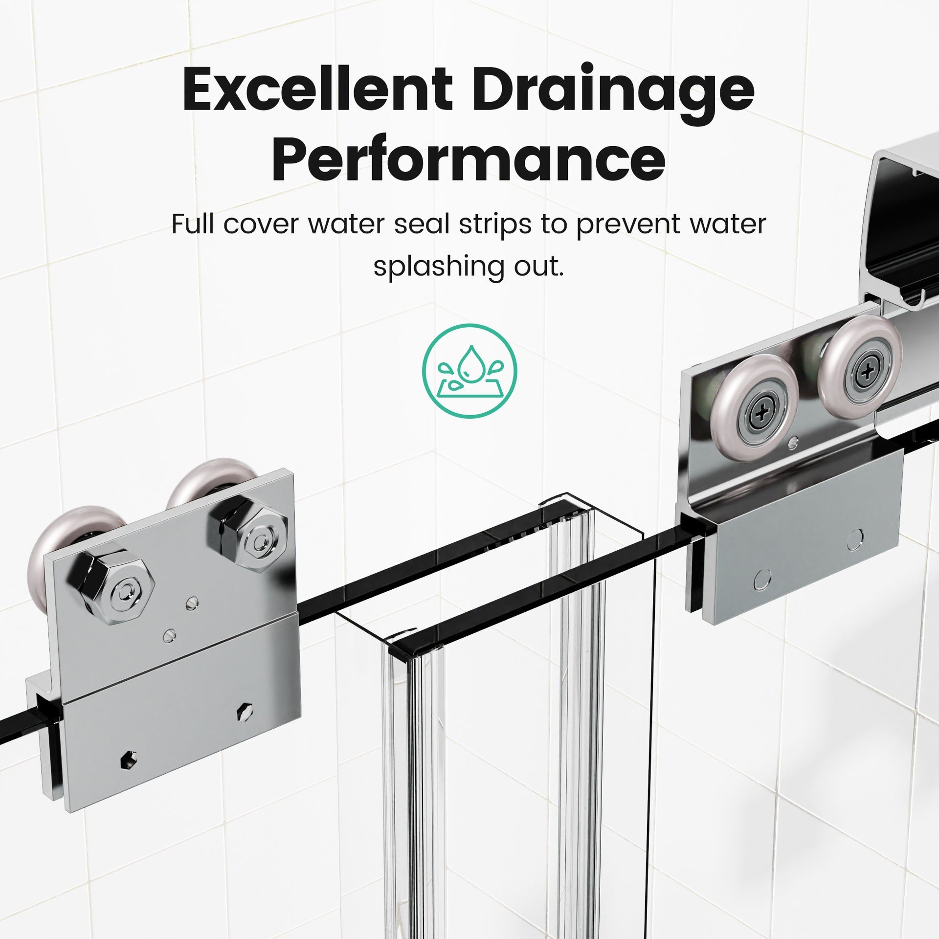 44"-48"W*72" H Semi-Frameless Double Sliding Shower Door, Bypass Shower Door, 1/4" (6mm) Thick SGCC Tempered Glass Door, Chrome