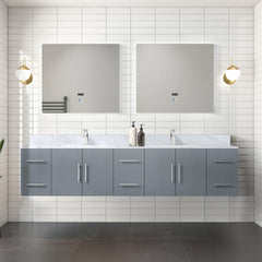 Dark Grey Double Bath Vanity 84 in. W x 22 in. D, Carrara Marble Top, and Faucet Set