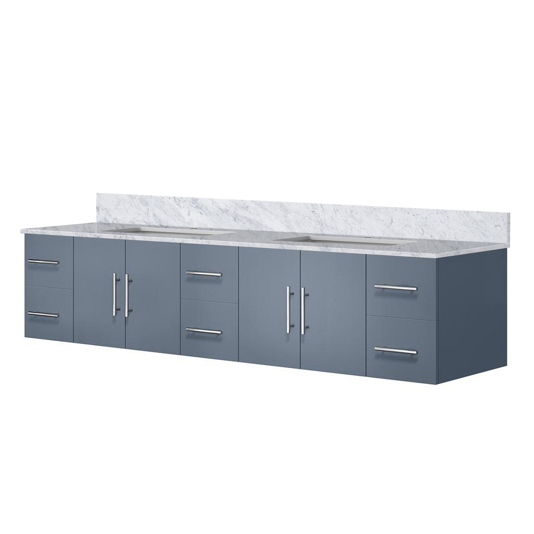 Dark Grey Double Bath Vanity 84 in. W x 22 in. D, with Carrara Marble Top