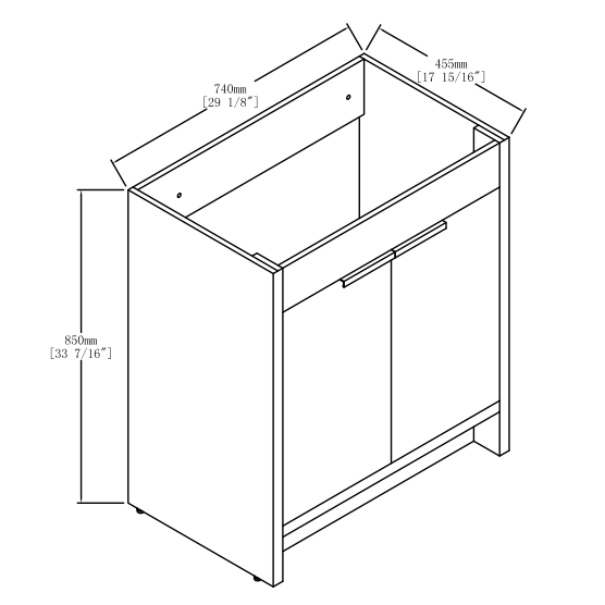 30" Freestanding Bathroom Cabinet Without Basin & 2 Soft-Close Cabinet Doors ((KD-PACKING),Only Vanity without Top-BVB02430IMO