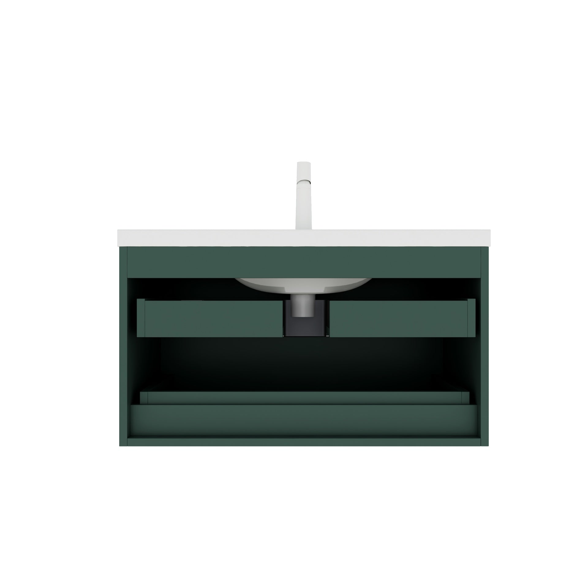 JODI 36" Bathroom Vanity with Sink, Modern Wall-Mounted Floating Bathroom Storage Cabinet with 2 Drawers (NO side cabinet), White Ceramic Basin without Faucet, Green Color