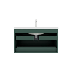 JODI 36" Bathroom Vanity with Sink, Modern Wall-Mounted Floating Bathroom Storage Cabinet with 2 Drawers (NO side cabinet), White Ceramic Basin without Faucet, Green Color