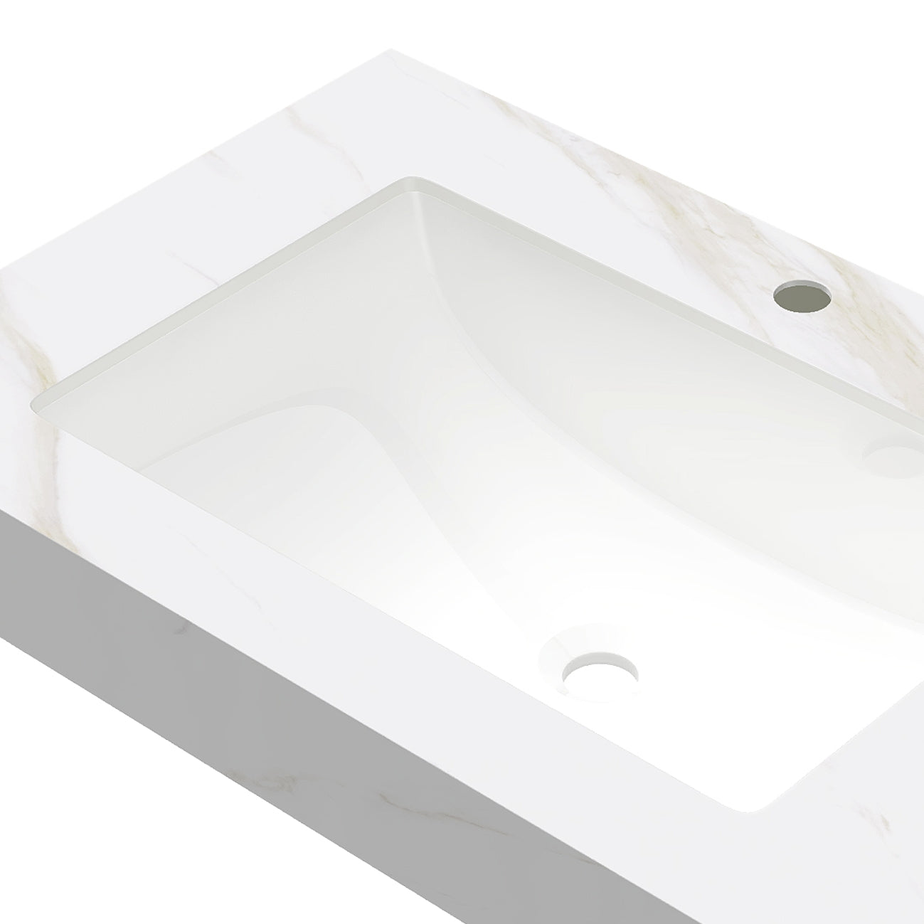 30" Calacatta Gold Sintered Stone Countertop and Undermount Ceramic Basin, NO Cabinet, NO Faucet and Drain, Suitable for Vanity FRIGGA, TILLEY,  YOLAN, etc.
