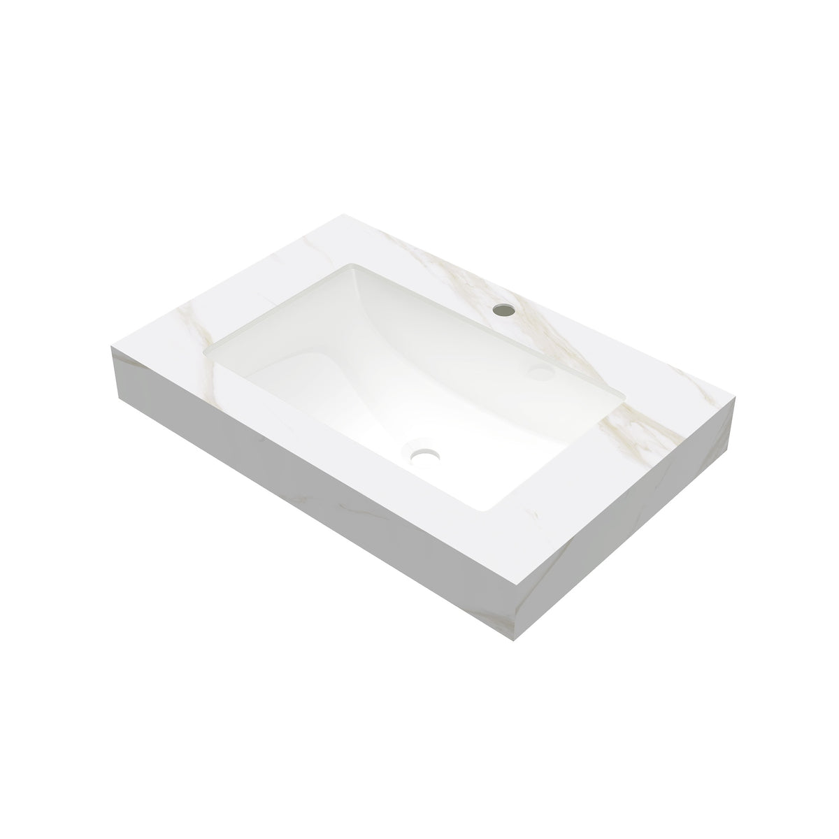 30" Calacatta Gold Sintered Stone Countertop and Undermount Ceramic Basin, NO Cabinet, NO Faucet and Drain, Suitable for Vanity FRIGGA, TILLEY,  YOLAN, etc.