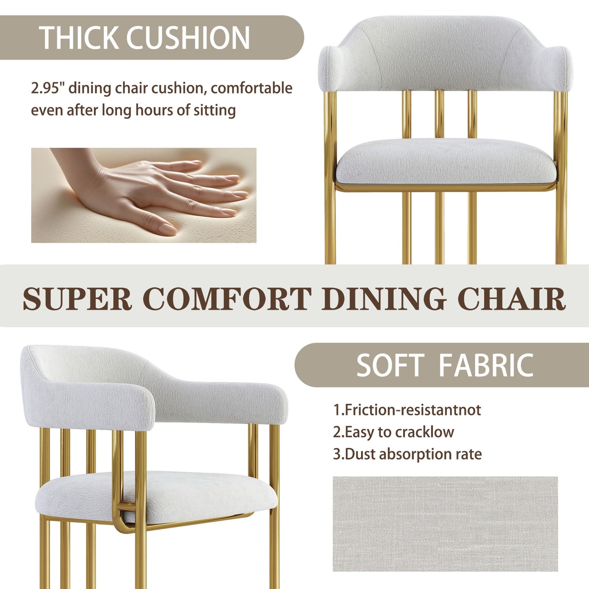 Dining Chair Set Of 2  2505-1 Beige Golden finish