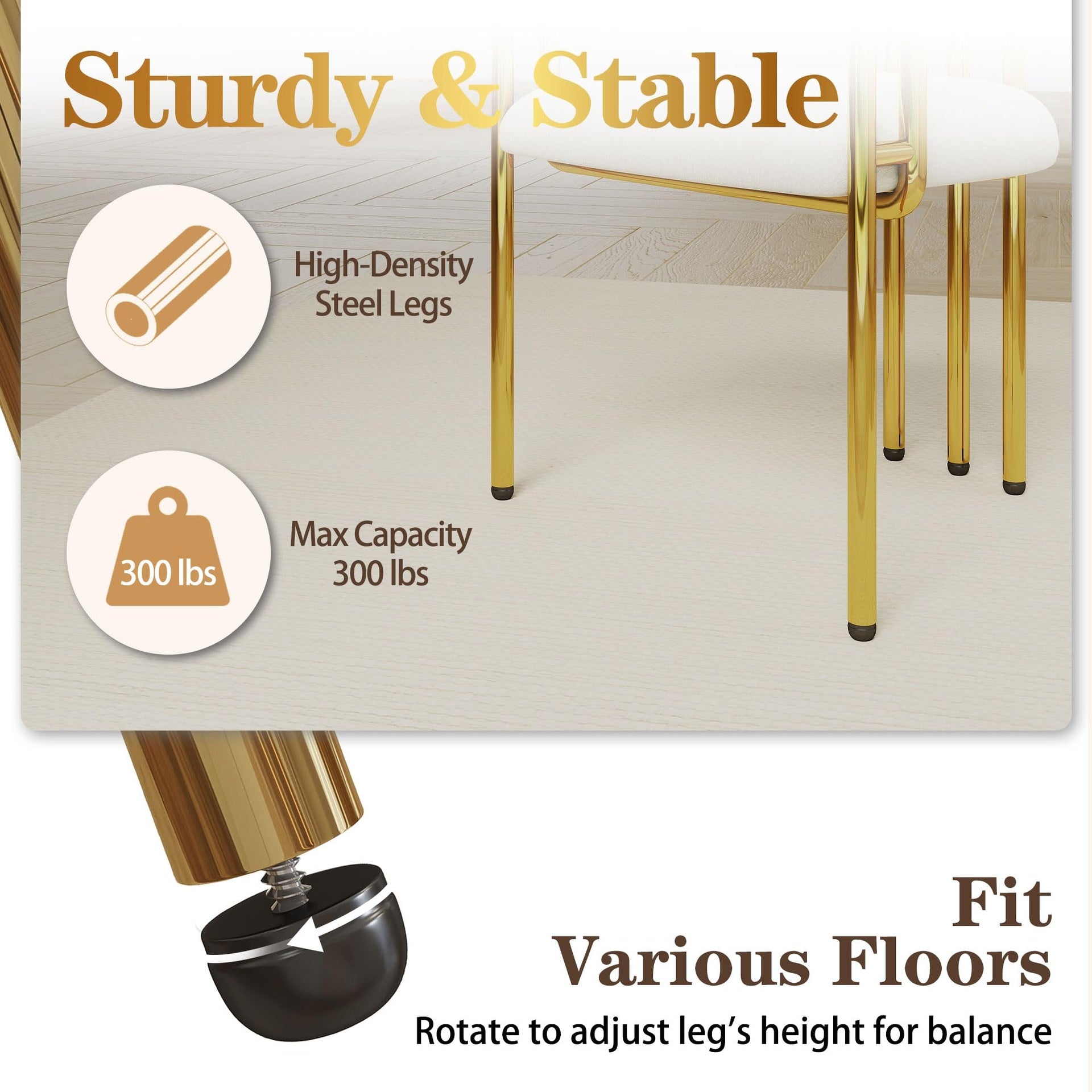Dining Chair Set Of 2  2505-1 Beige Golden finish