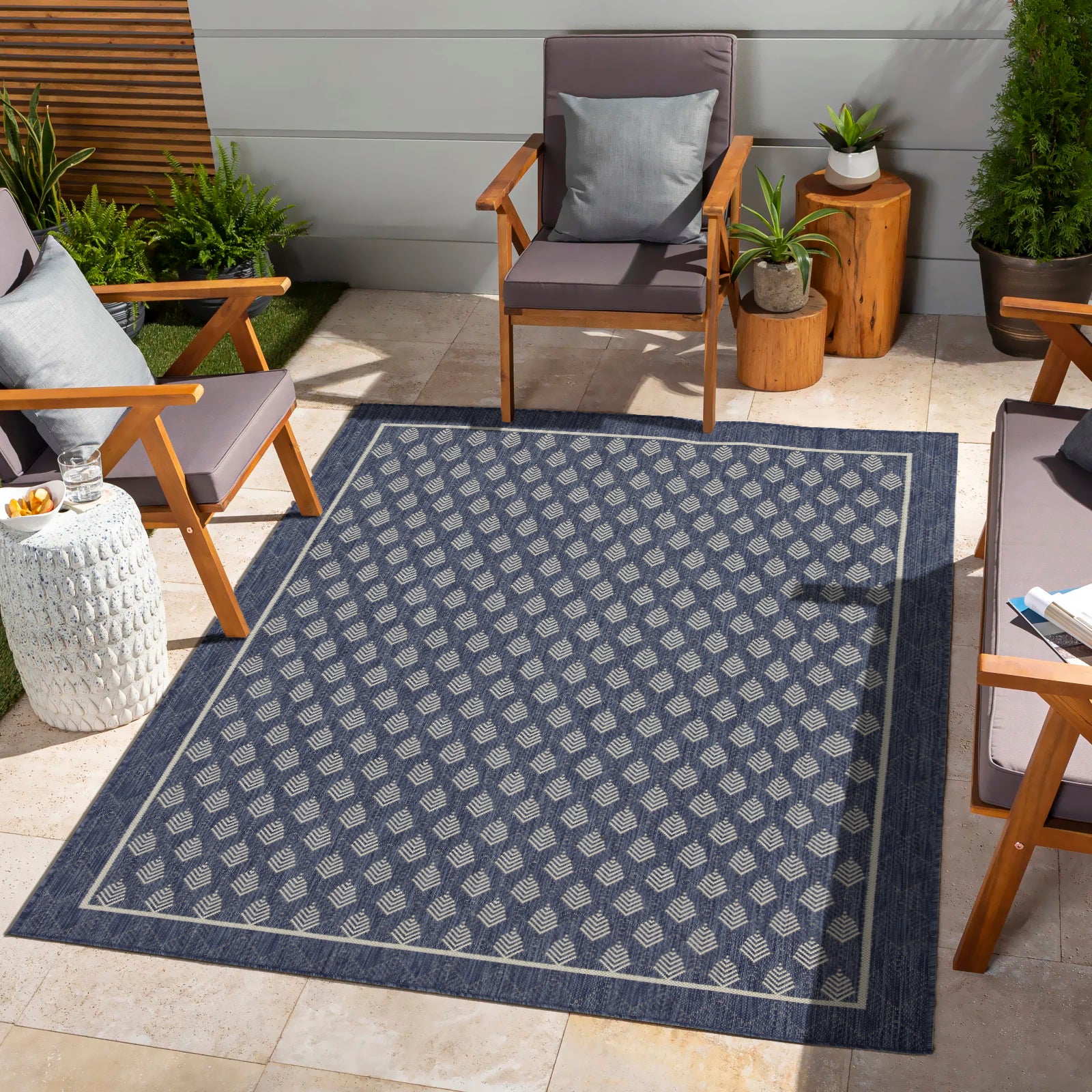 Sunshine GC_HAR2007 Blue 2 ft. 7 in. x 7 ft. 3 in. Indoor/Outdoor Area Rug