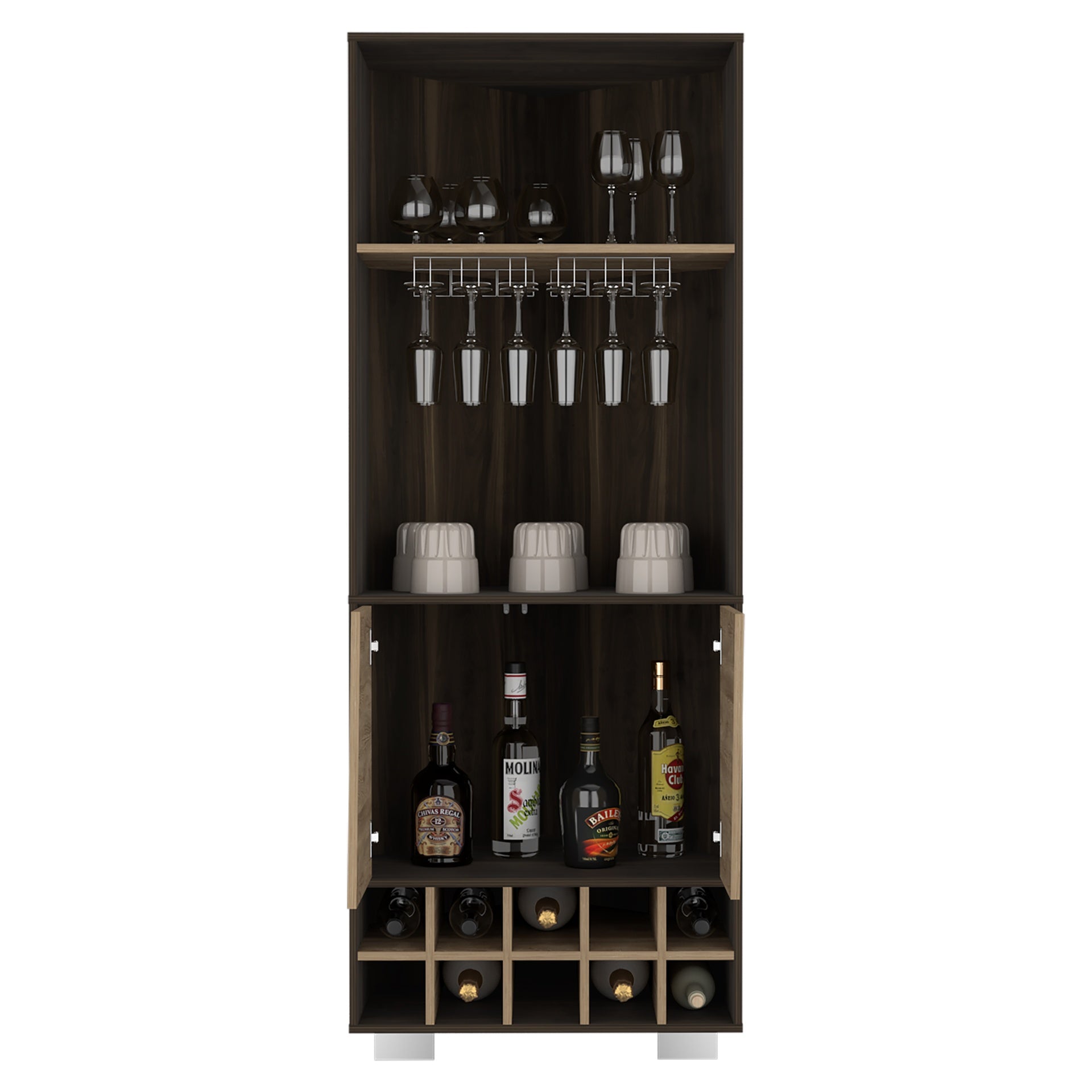 Corner Bar Cabinet Albarr, Living Room, Dark Oak / Pine