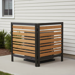 2-Panel Outdoor Air Conditioner Fence Screen, Outside Wood Privacy Fence, Backyard Garden Patio 38" W x 42" H