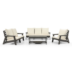 HIPS 3 Seater Sofa with Cushion,  Outdoor Garden Sofa, Sofa Set for Porch, Poolside, Terrace, and Yard Grey/Beige