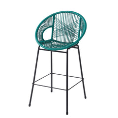 Ferrara Outdoor Patio Teal Faux Wicker Barstool, Set of 2