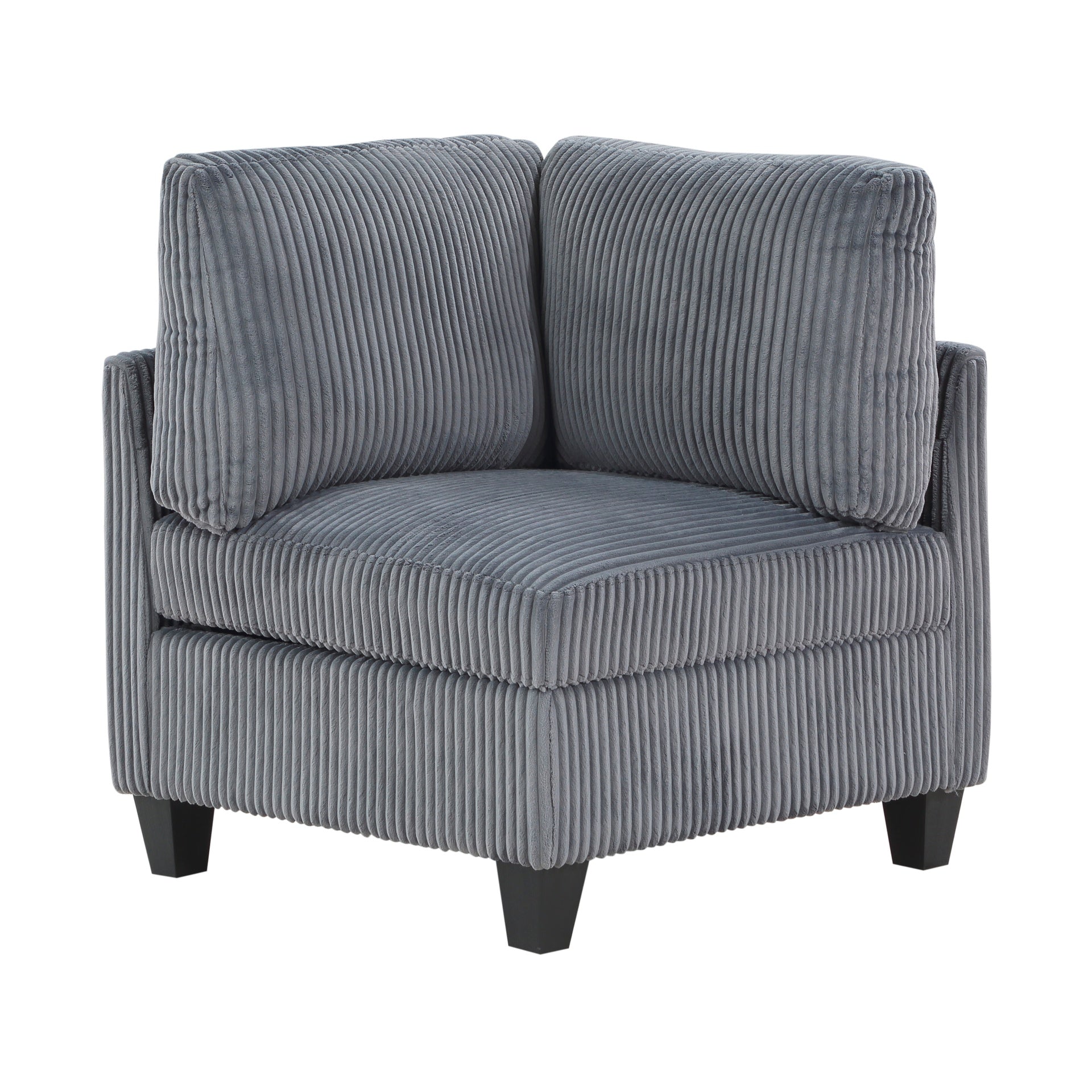 Modern Living Room Furniture Dark Gray Corner Seat with Storage Corduroy Fabric Upholstery 1pc Modular piece