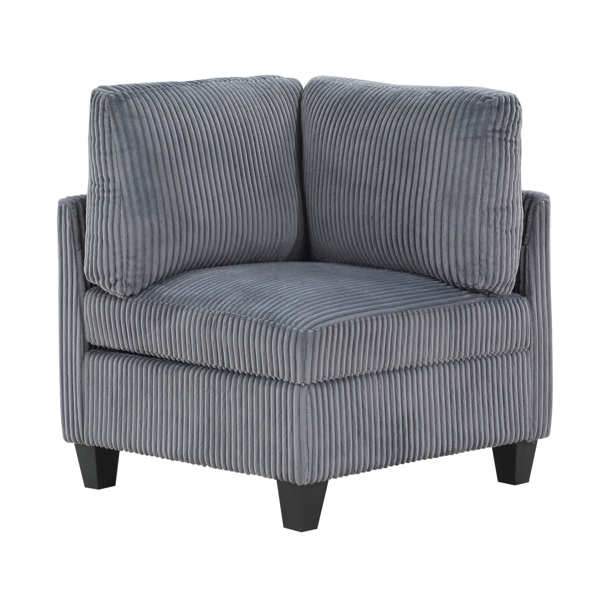 Modern Living Room Furniture Dark Gray Corner Seat with Storage Corduroy Fabric Upholstery 1pc Modular piece