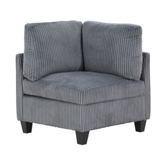 Modern Living Room Furniture Dark Gray Corner Seat with Storage Corduroy Fabric Upholstery 1pc Modular piece