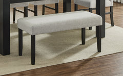1pc Contemporary Upholstered Dining Bench Light Gray Finish Dining Room Living Room Wooden Furniture Black Finish