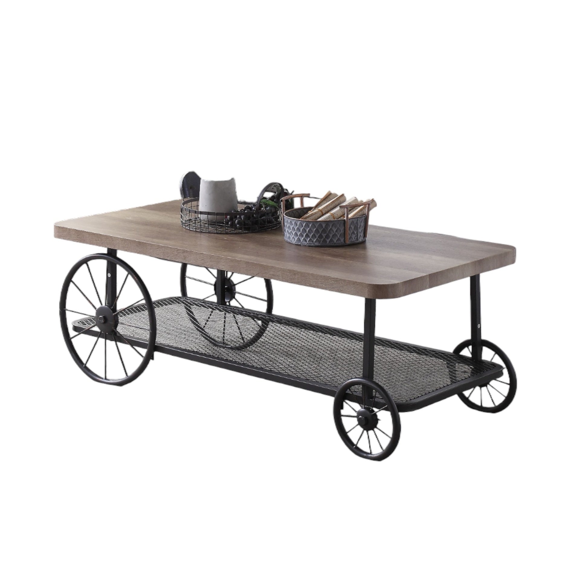 Francie Oak & Antique Gray Finish Coffee Table