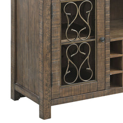 Raphaela Weathered Cherry Finish Server W/Cup Holder & Wine Rack