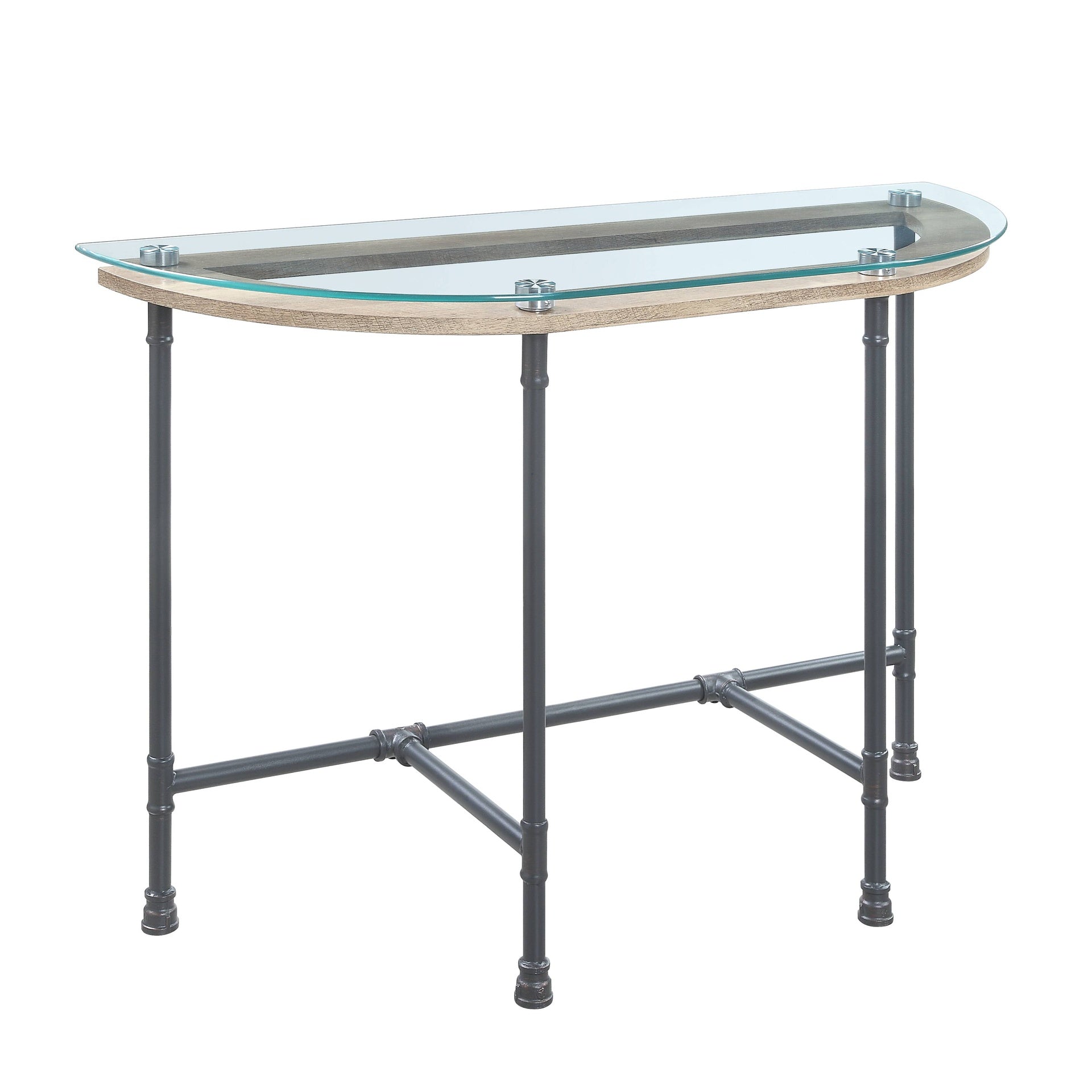 Brantley Clear Glass & Sandy Gray Finish Sofa Table