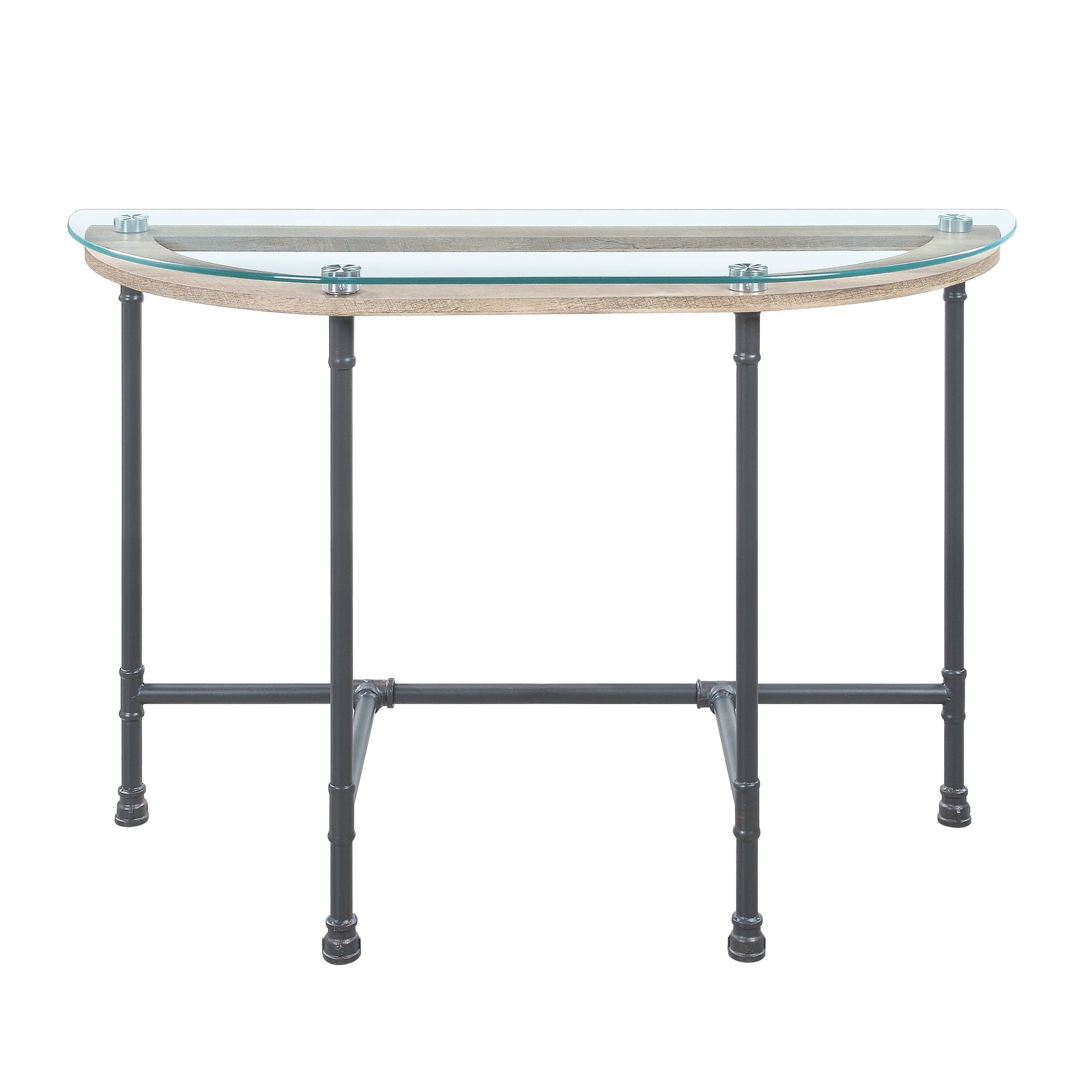 Brantley Clear Glass & Sandy Gray Finish Sofa Table