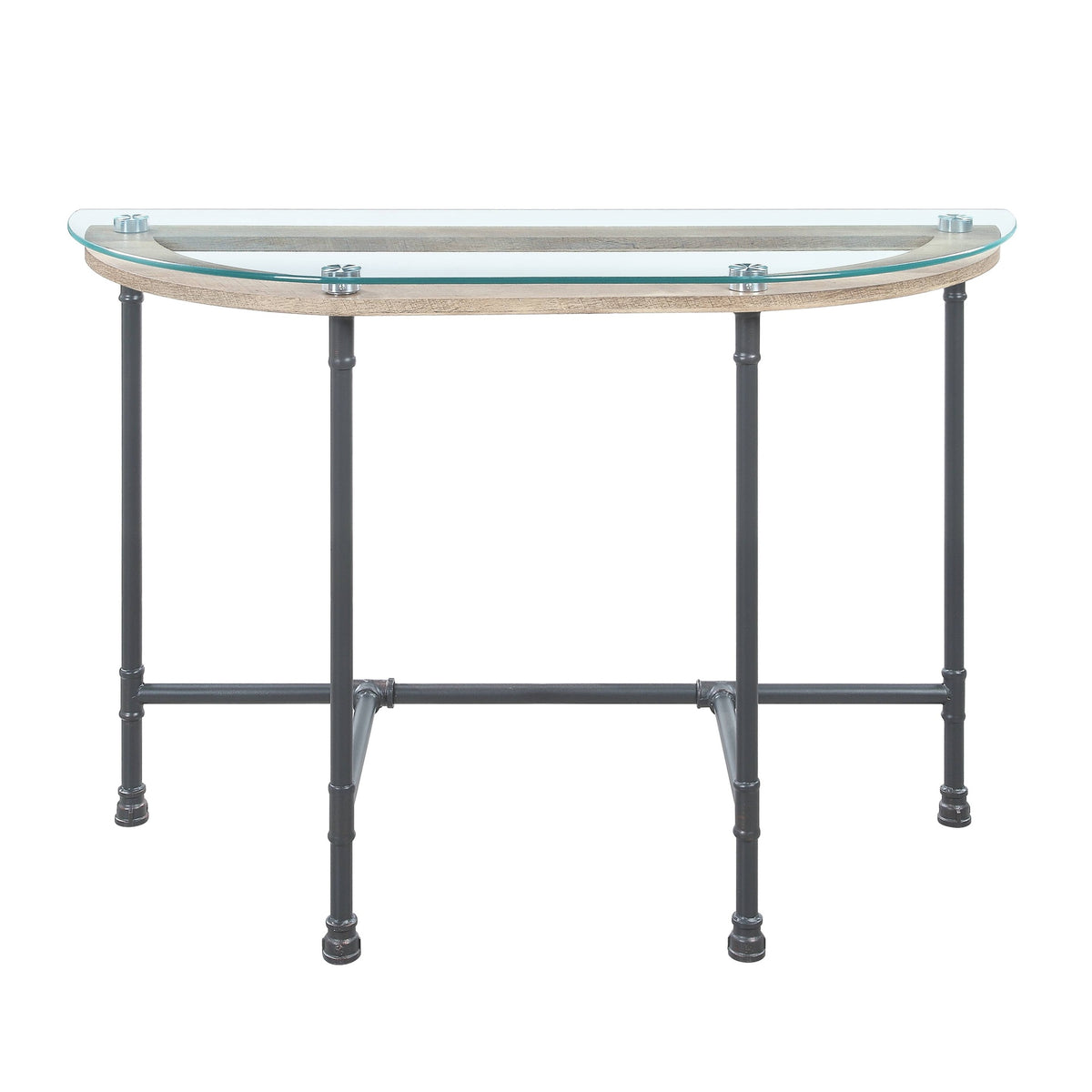 Brantley Clear Glass & Sandy Gray Finish Sofa Table