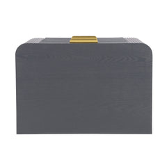 Mid-Century Fluted 3 Drawers Nightstand, Bedside Table with Curved Profile Design and Wide Gold Glossy Handles, End Table for Living Room, Bedroom, Easy Assembly, Dark Gray