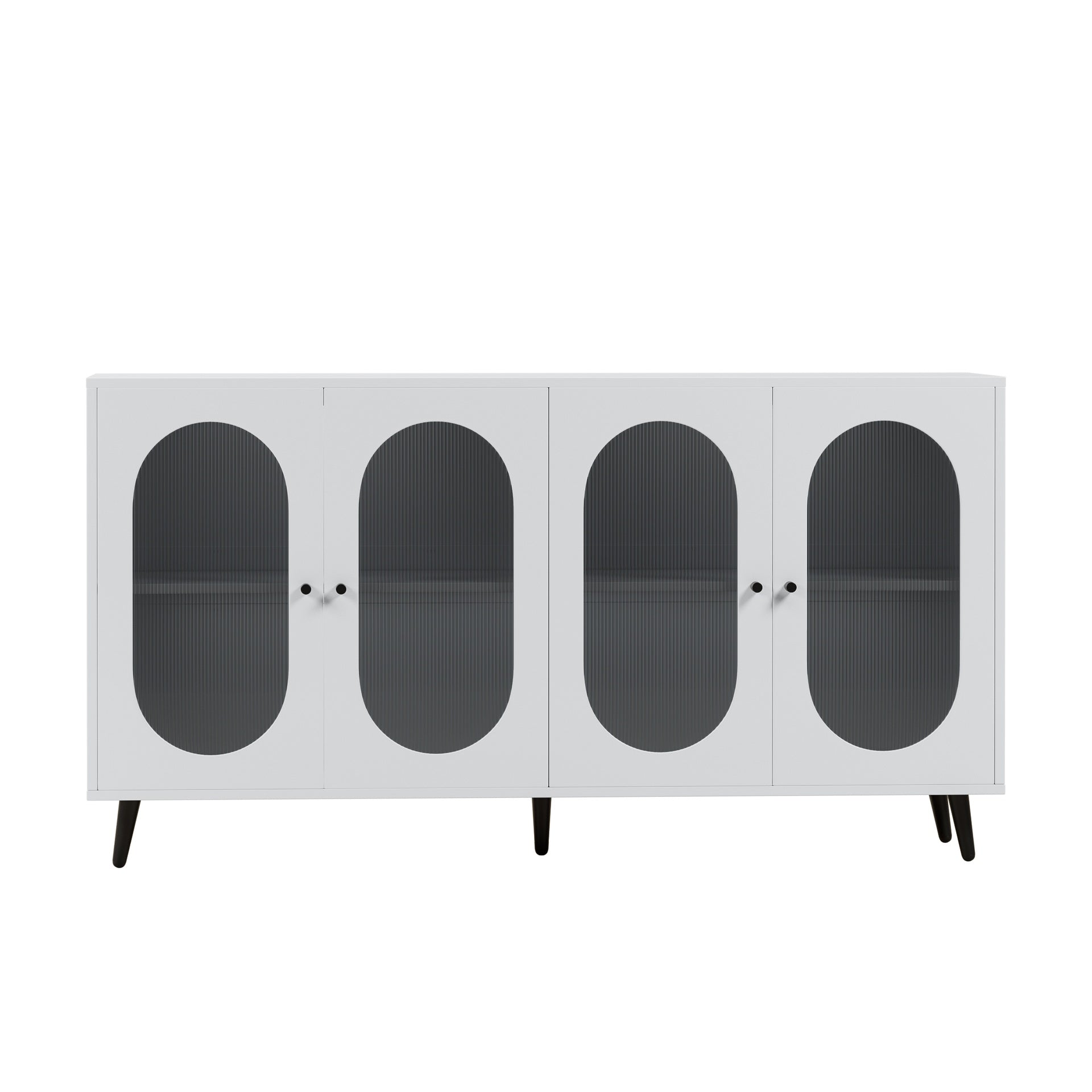 Buffet Cabinet with Storage, 60'' Storage Cabinet with 4 Acrylic Doors, Accent Cabinet, Sideboard Cabinet for Hallway, Entry, Living Room, White