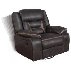 Brazelton Brown Upholstered Swivel Glider Recliner with Pillow Top Arms