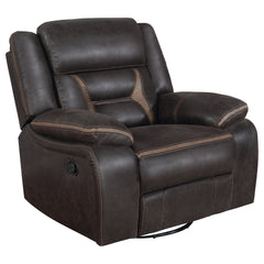 Brazelton Brown Upholstered Swivel Glider Recliner with Pillow Top Arms