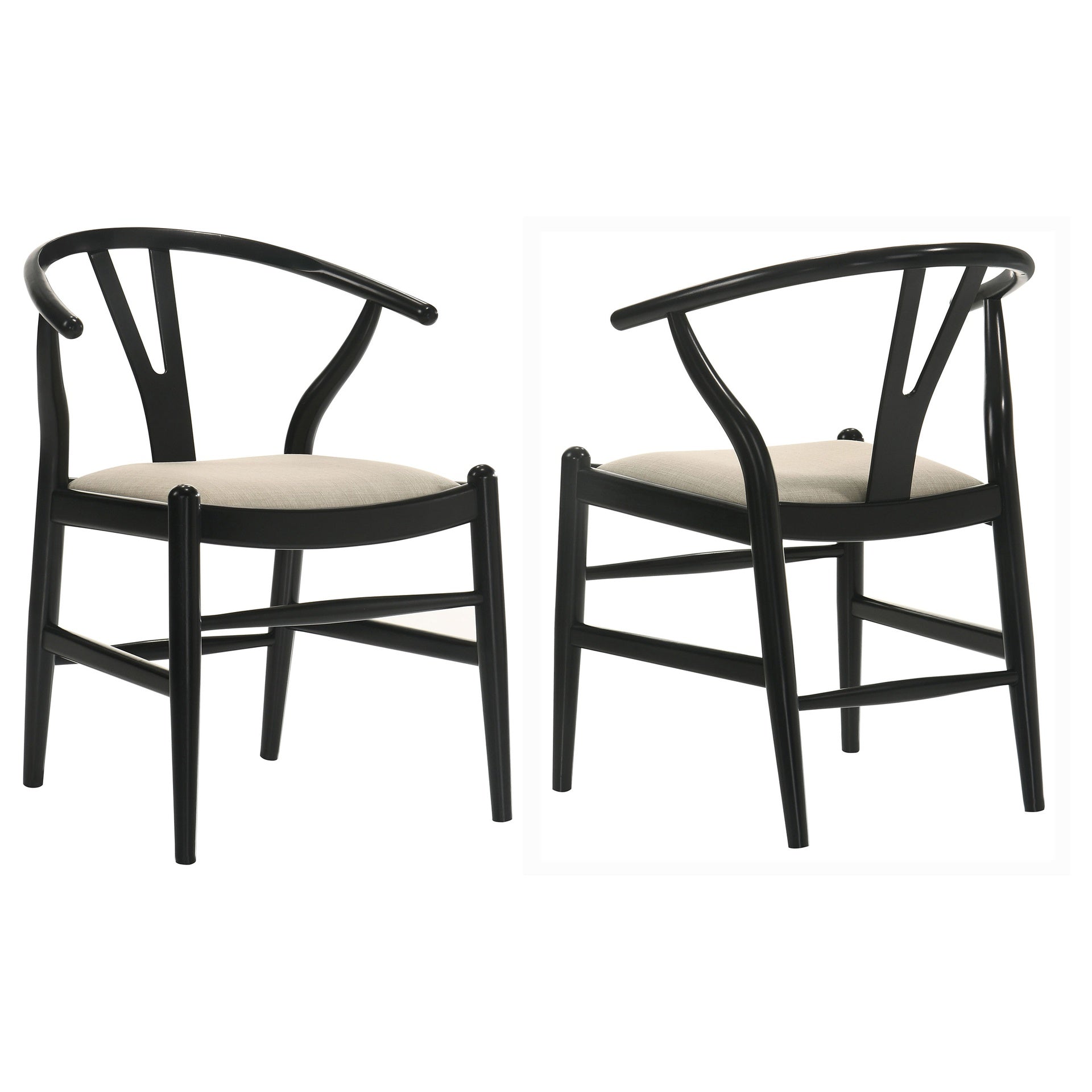 Camerota Black Wood Wishbone Dining Side Chair (Set of 2)
