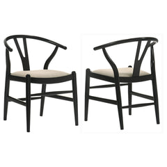 Camerota Black Wood Wishbone Dining Side Chair (Set of 2)