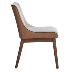White and Brown Side Chair (Set of 2)