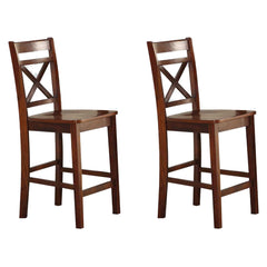 Cherry Cross Back Counter Height Chairs (Set of 2)
