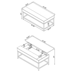 Brown Oak and Sandy Black Lift Top Coffee Table