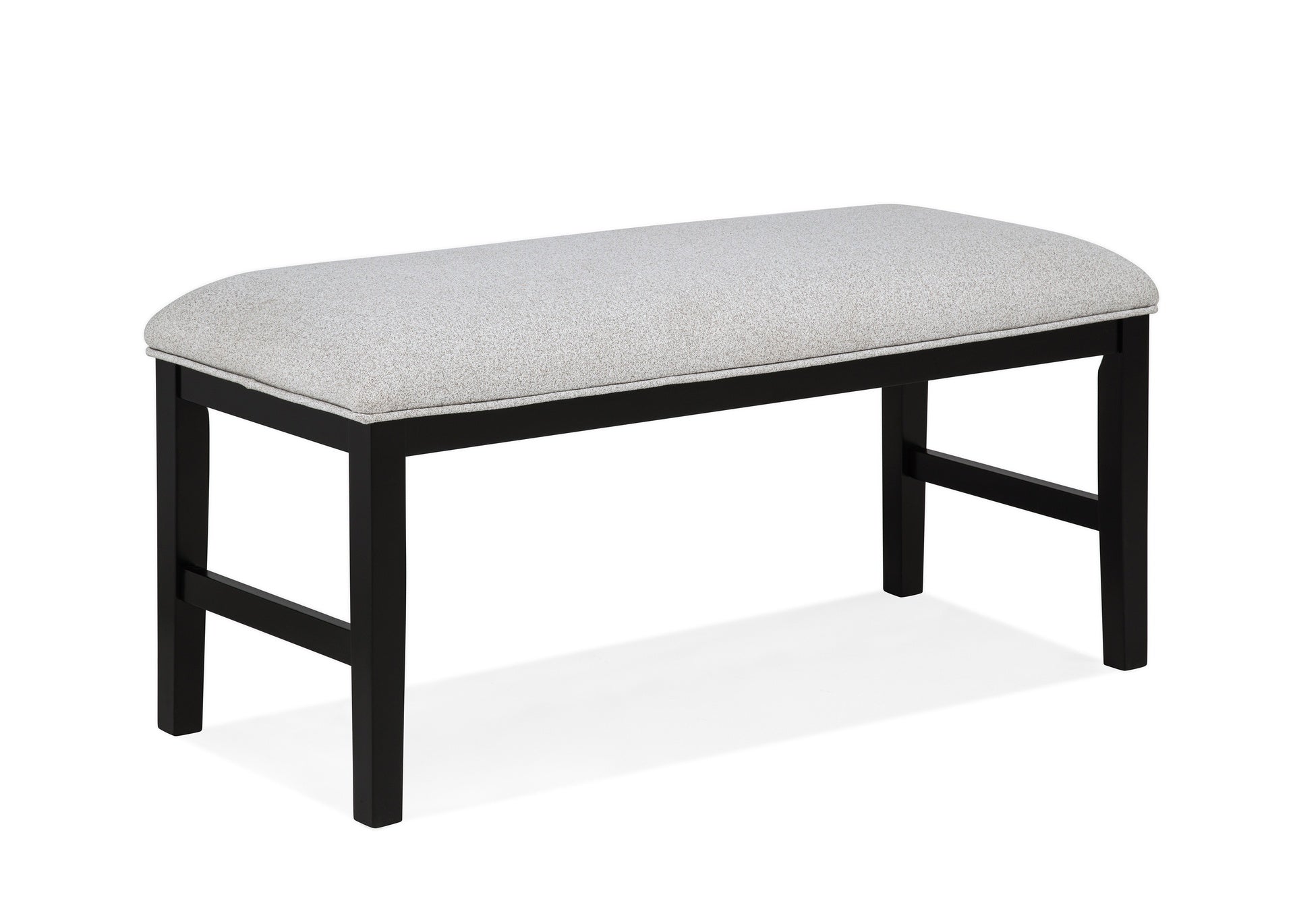 1pc Light Gray Upholstered Bench Soft Neutral Tone Dark Finish Legs Wooden Dining Room Furniture
