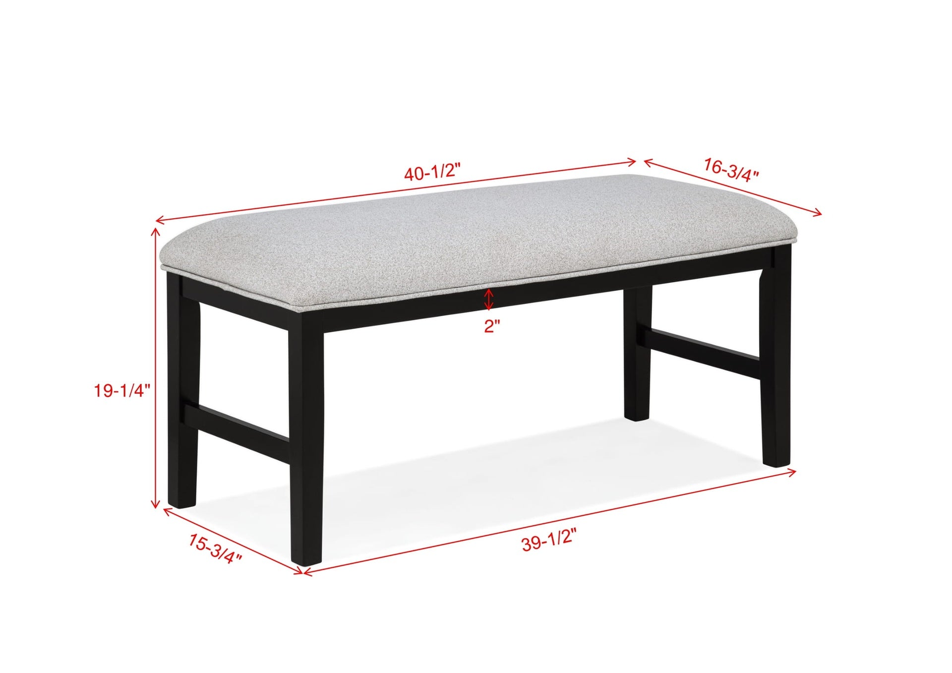 1pc Light Gray Upholstered Bench Soft Neutral Tone Dark Finish Legs Wooden Dining Room Furniture