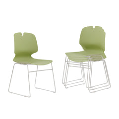 Modern Stacked Office Chairs Set of 4 in Green and Grey with Polypropylene Construction and 180KG Load Capacity