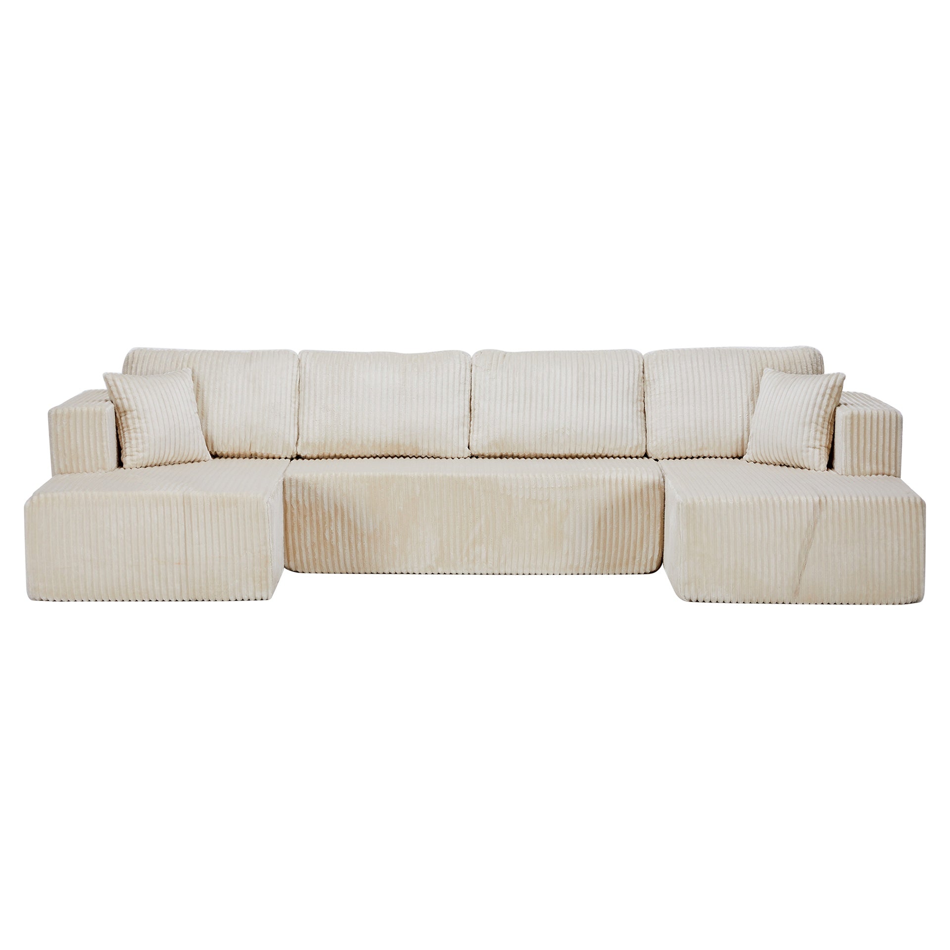 U shape Modular Sectional Sofa, Compressed Sectional Sofa Modern Minimalist Style Corduroy Couch, Sleeper Sofa for Living Room, Bedroom, Comfy Compressed Sofa Couch Space-Efficient ,BEIGE