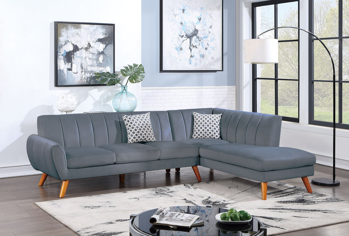 SECTIONAL - 2PC in Black Faux Leather